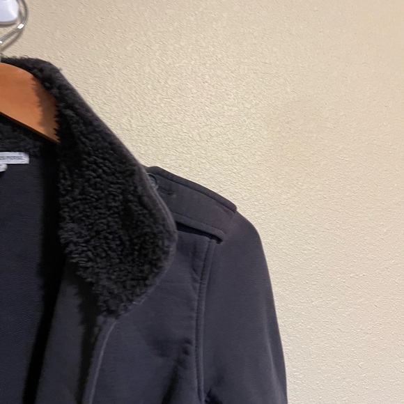 Standard James Perse Charcoal Gray Sherpa Collar Tie Front Cardigan M - Picture 6 of 10